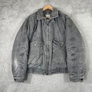 Hardy Amies Down Puffer Jacket Mens XL Gray Canvas Utility Workwear Vintage Y2K
